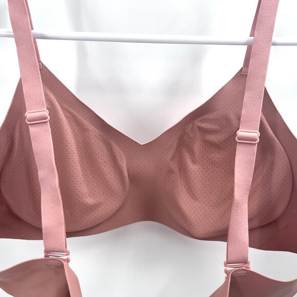 Knix Thin Strap Padded V Neck Wireless Bra Pink Ginger Size 2 - Picture 5 of 7